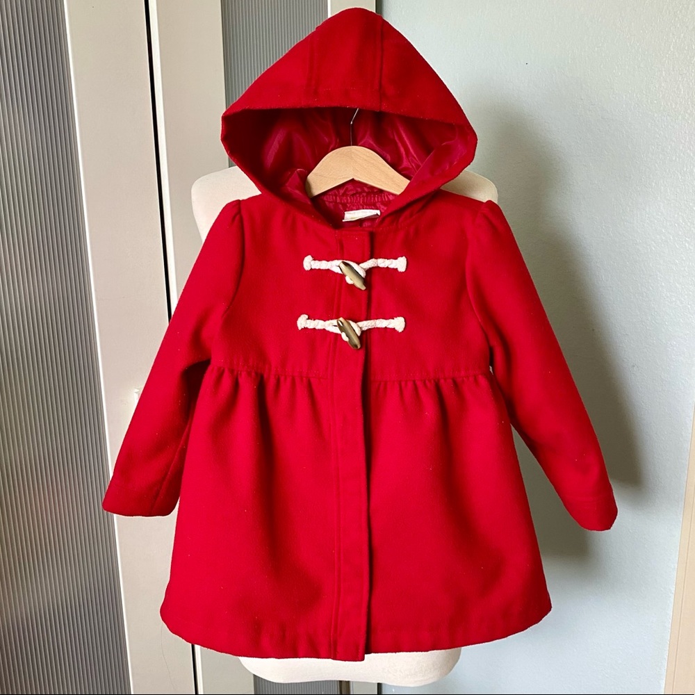 Crazy 8 Toddler Red Hooded Toggle A Line Pea Coat